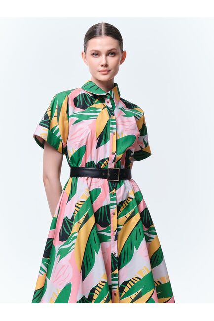 Платье-рубашка с поясом из экокожи от byME 