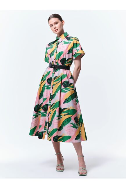 Платье-рубашка с поясом из экокожи от byME 