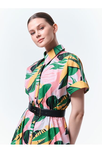 Платье-рубашка с поясом из экокожи от byME 