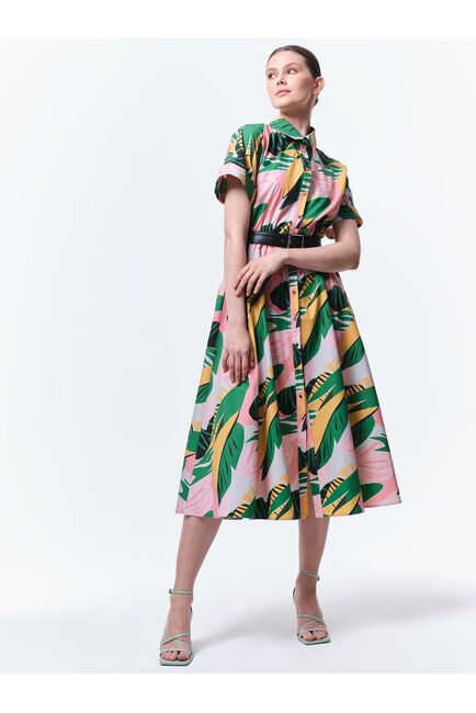 Платье-рубашка с поясом из экокожи от byME 