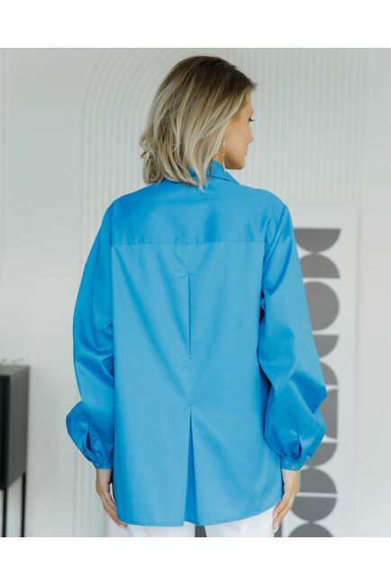 Женская рубашка на запа́х с поясом бирюзовая - 8495 от byME 