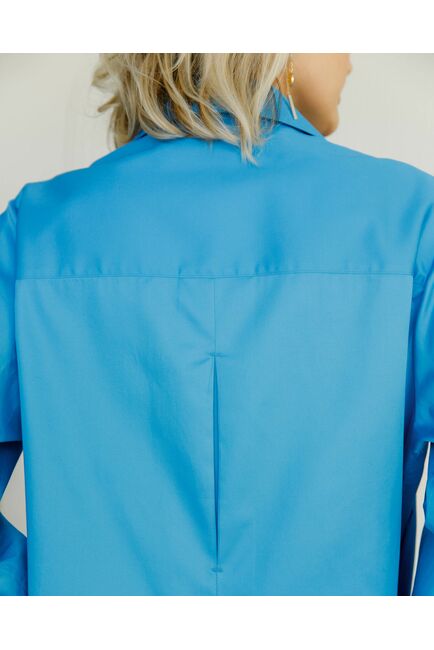 Женская рубашка на запа́х с поясом бирюзовая - 8495 от byME 
