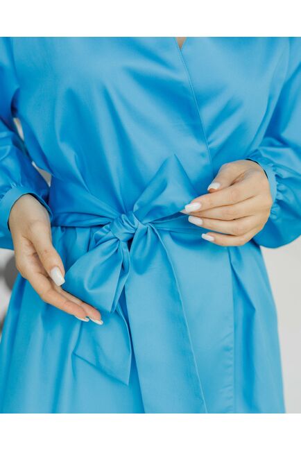 Женская рубашка на запа́х с поясом бирюзовая - 8495 от byME 