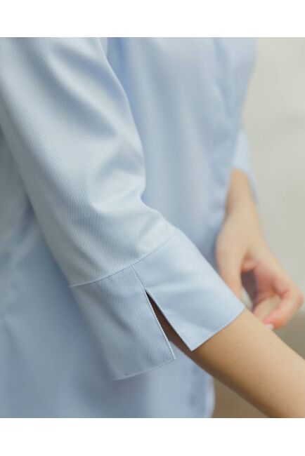 Женская рубашка воротник стойка удлиненная рукав 3/4 - 8511 от byME 