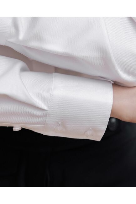 Женская рубашка из хлопка под пуговицы белая ребристой фактуры - 8515 от byME 