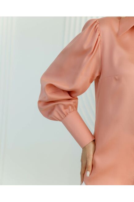 Женская блузка с пышным рукавом персиковая - 8524 от byME 