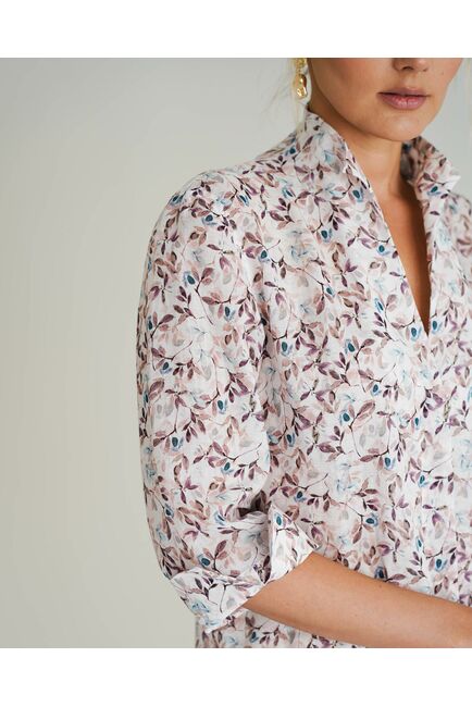 Женская рубашка воротник стойка удлиненная рукав 3/4 - 8528 от byME 