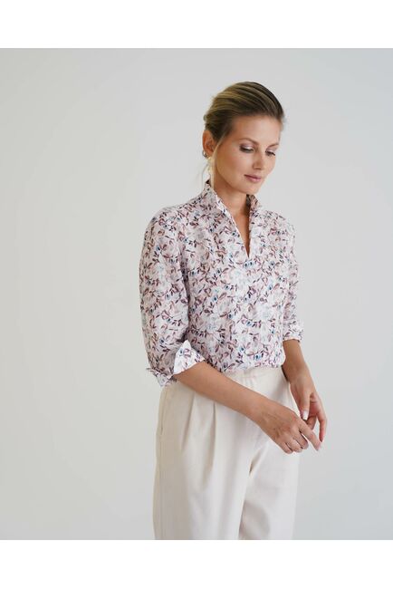 Женская рубашка воротник стойка удлиненная рукав 3/4 - 8528 от byME 