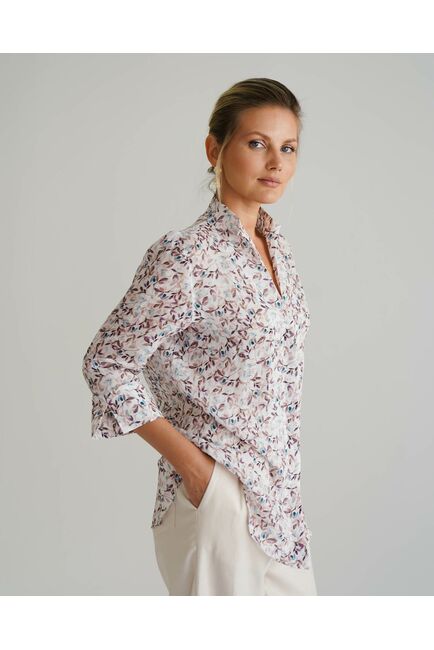 Женская рубашка воротник стойка удлиненная рукав 3/4 - 8528 от byME 