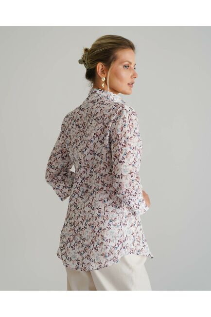 Женская рубашка воротник стойка удлиненная рукав 3/4 - 8528 от byME 