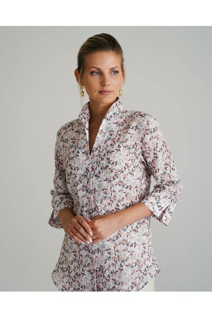 Женская рубашка воротник стойка удлиненная рукав 3/4 - 8528 от byME 