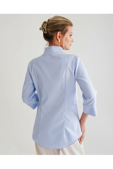 Женская рубашка воротник стойка удлиненная рукав 3/4 - 8530 от byME 