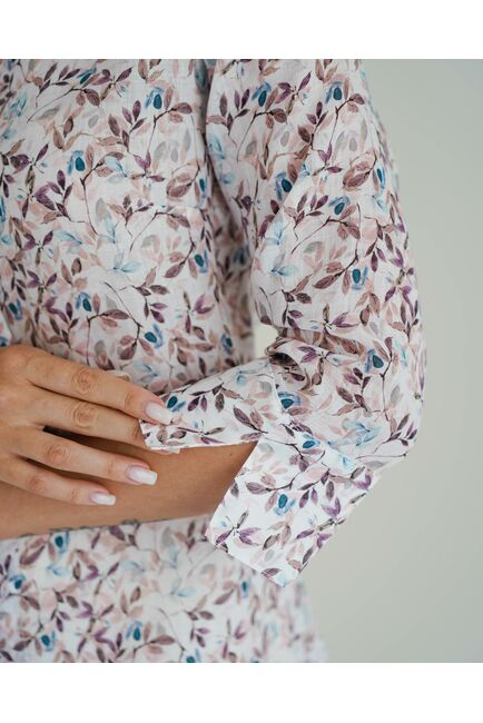 Женская рубашка с рукавом 3/4 с принтом листики 8533 от byME 