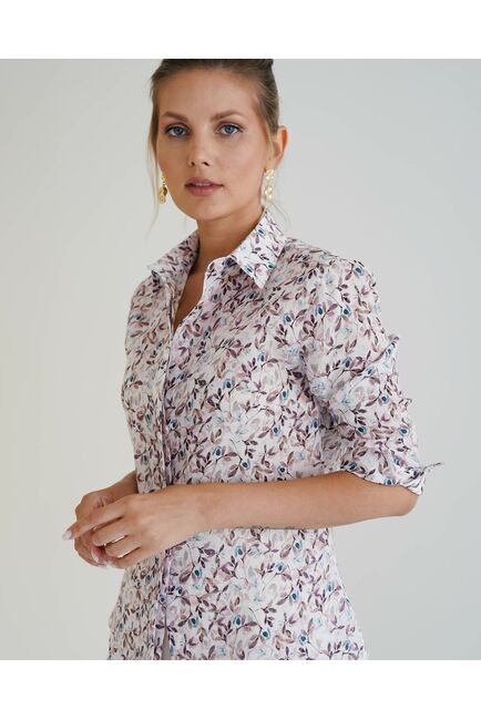 Женская рубашка с рукавом 3/4 с принтом листики 8533 от byME 