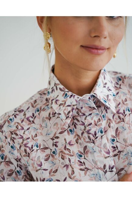 Женская рубашка с рукавом 3/4 с принтом листики 8533 от byME 