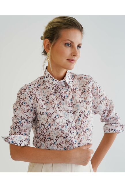 Женская рубашка с рукавом 3/4 с принтом листики 8533 от byME 