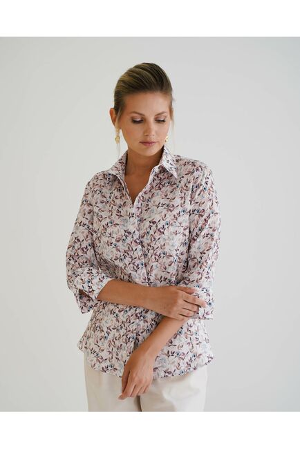 Женская рубашка с рукавом 3/4 с принтом листики 8533 от byME 
