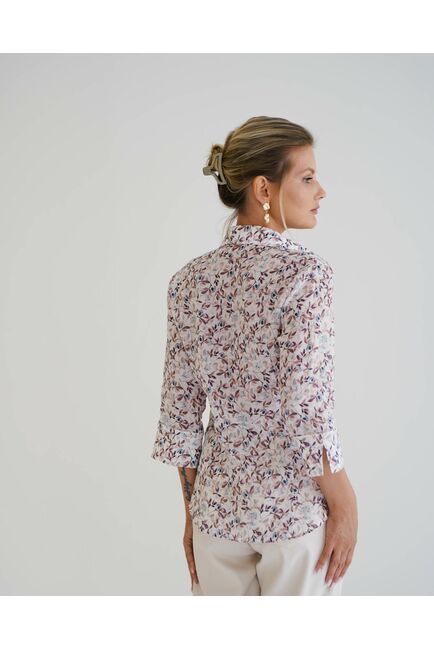 Женская рубашка с рукавом 3/4 с принтом листики 8533 от byME 