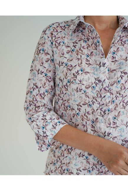 Женская рубашка с рукавом 3/4 с принтом листики 8533 от byME 