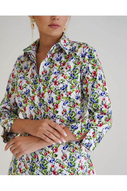 Женская рубашка с рукавом 3/4 принт голубика - 8536 от byME 