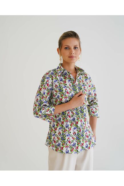 Женская рубашка с рукавом 3/4 принт голубика - 8536 от byME 