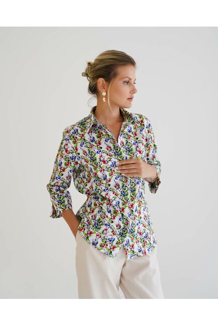 Женская рубашка с рукавом 3/4 принт голубика - 8536 от byME 