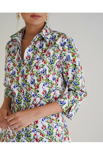 Женская рубашка с рукавом 3/4 принт голубика - 8536 от byME 