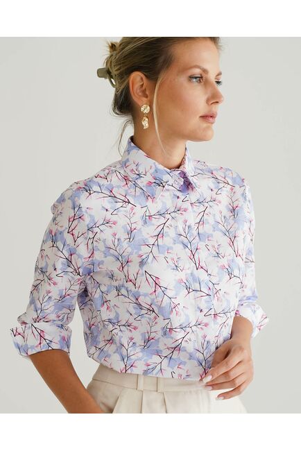 Женская рубашка с рукавом 3/4 принт зимние деревья - 8537 от byME 