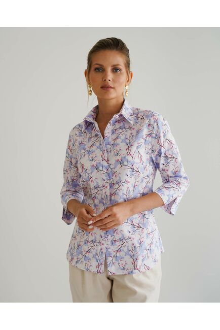 Женская рубашка с рукавом 3/4 принт зимние деревья - 8537 от byME 