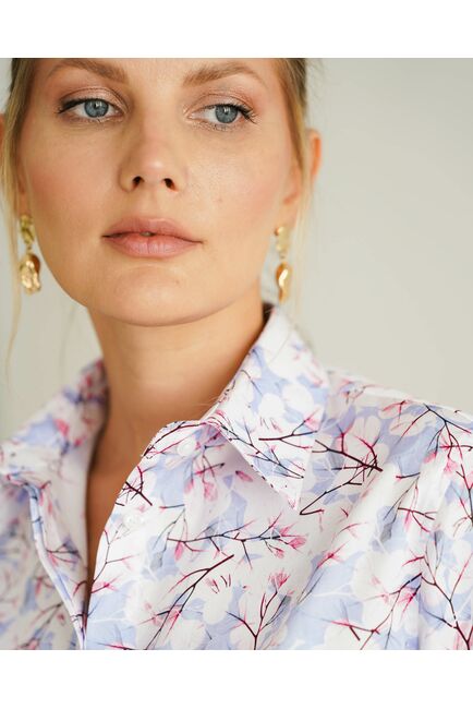 Женская рубашка с рукавом 3/4 принт зимние деревья - 8537 от byME 