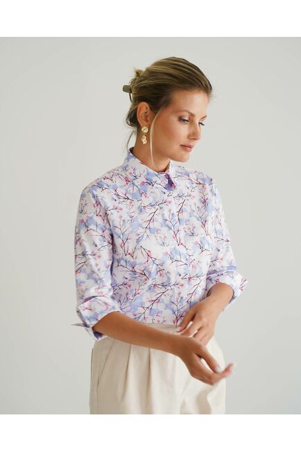 Женская рубашка с рукавом 3/4 принт зимние деревья - 8537 от byME 