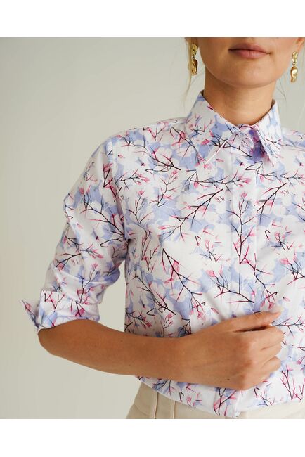 Женская рубашка с рукавом 3/4 принт зимние деревья - 8537 от byME 