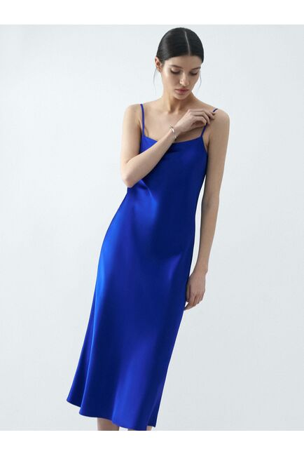 Платье-комбинация из искусственного шелка синий от byME 