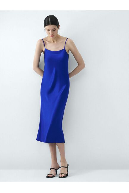 Платье-комбинация из искусственного шелка синий от byME 