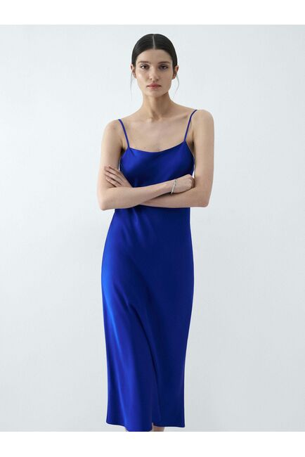 Платье-комбинация из искусственного шелка синий от byME 