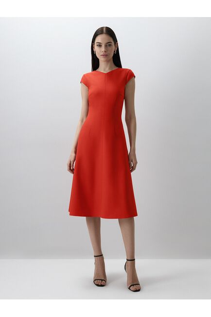 Платье-миди с карманами оранжевое от byME 
