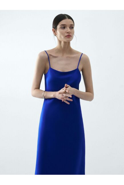 Платье-комбинация из искусственного шелка синий от byME 