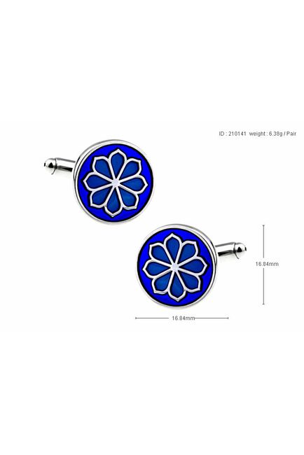 Запонки круглые в синих оттенках - 210141 от  