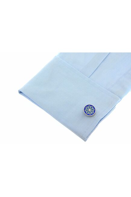 Запонки круглые в синих оттенках - 210141 от  