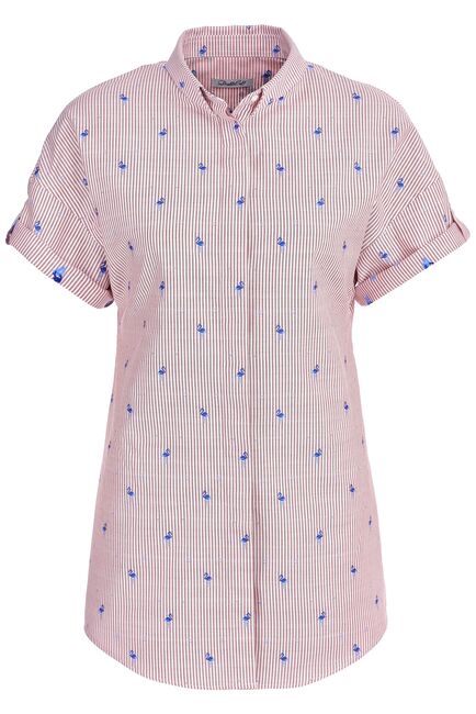 Женская рубашка оверсайз с вышивкой фламинго удлиненная - 7277 от DoubleCuff 