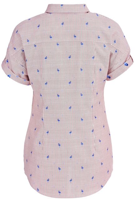 Женская рубашка оверсайз с вышивкой фламинго удлиненная - 7277 от DoubleCuff 