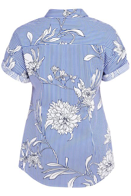 Женская рубашка оверсайз в полоску рисунок цветы удлиненная - 7279 от DoubleCuff 