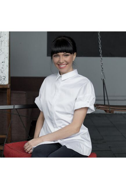 Женская рубашка оверсайз белая удлиненная - 7280 от DoubleCuff 