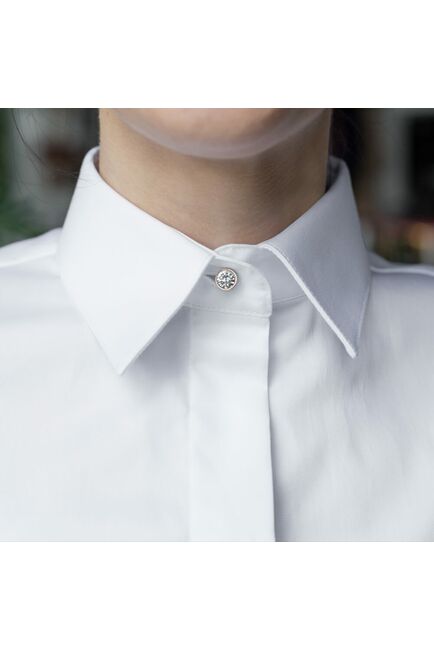 Женская рубашка под пуговицы белая хлопок эластан - 7284 от DoubleCuff 