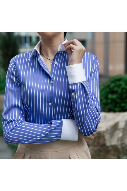 Женская рубашка под пуговицы в полоску - 7297 от DoubleCuff 