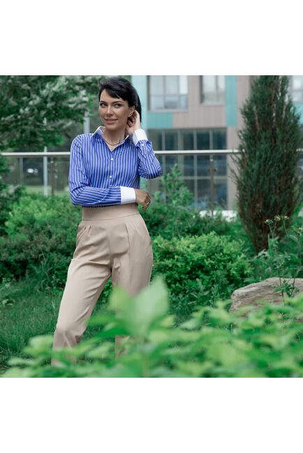 Женская рубашка под пуговицы в полоску - 7297 от DoubleCuff 