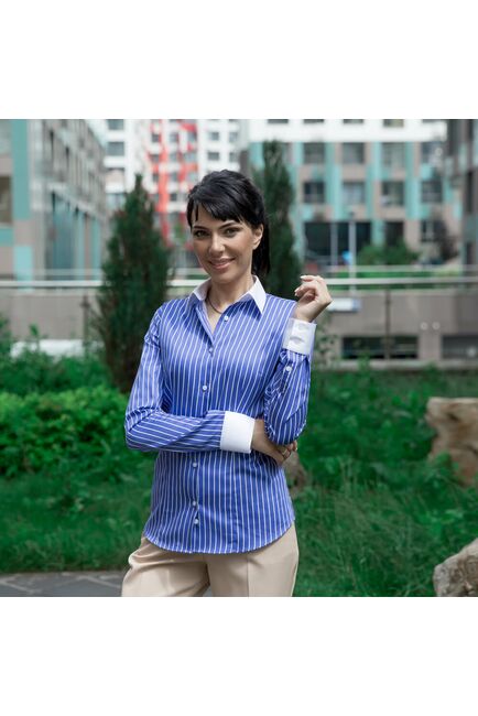 Женская рубашка под пуговицы в полоску - 7297 от DoubleCuff 