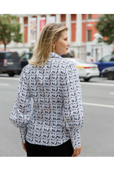 Женская рубашка под пуговицу принт собачки в тельняшках - 7844D от byME 