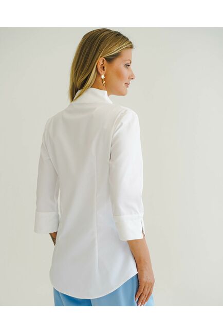 Женская рубашка из хлопка воротник стойка удлиненная рукав 3/4 - 8510 от ByME 