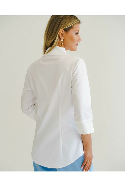 Женская рубашка из хлопка воротник стойка удлиненная рукав 3/4 - 8510 от ByME 